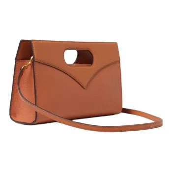MCM Embossed Leather Clutch Trumpets Women's Cognac