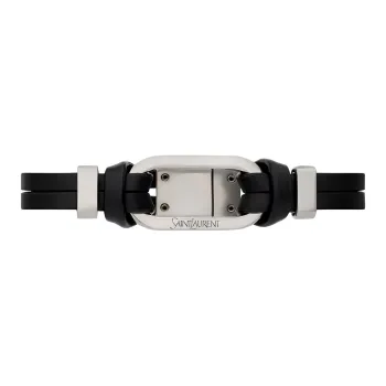 SAINT LAURENT Leather Bracelets Unisex Black