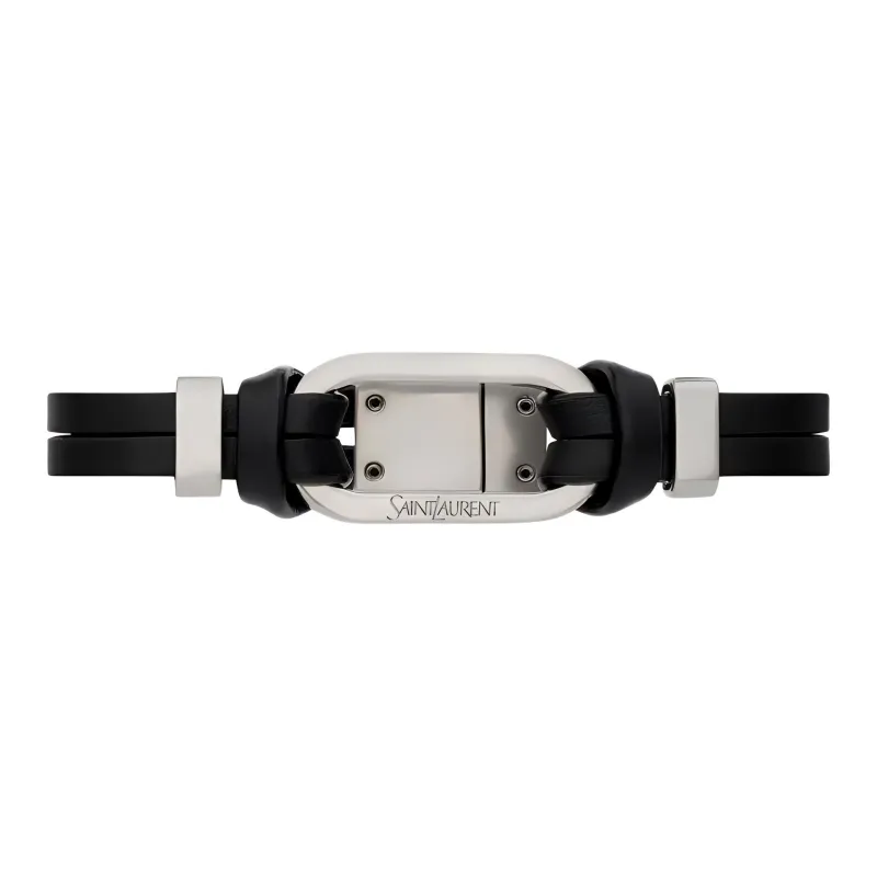SAINT LAURENT Leather Bracelets Unisex Black-0