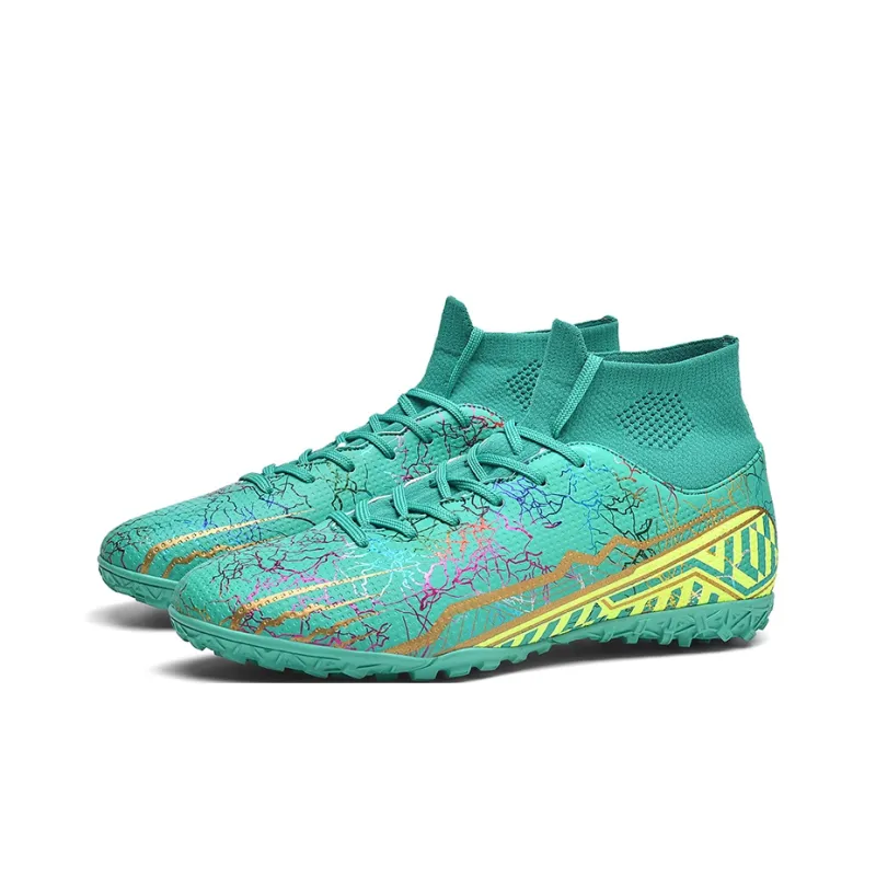 QIUTEXIONG Soccer Shoes Unisex High Top White/Black/Aqua/Mismatched-13