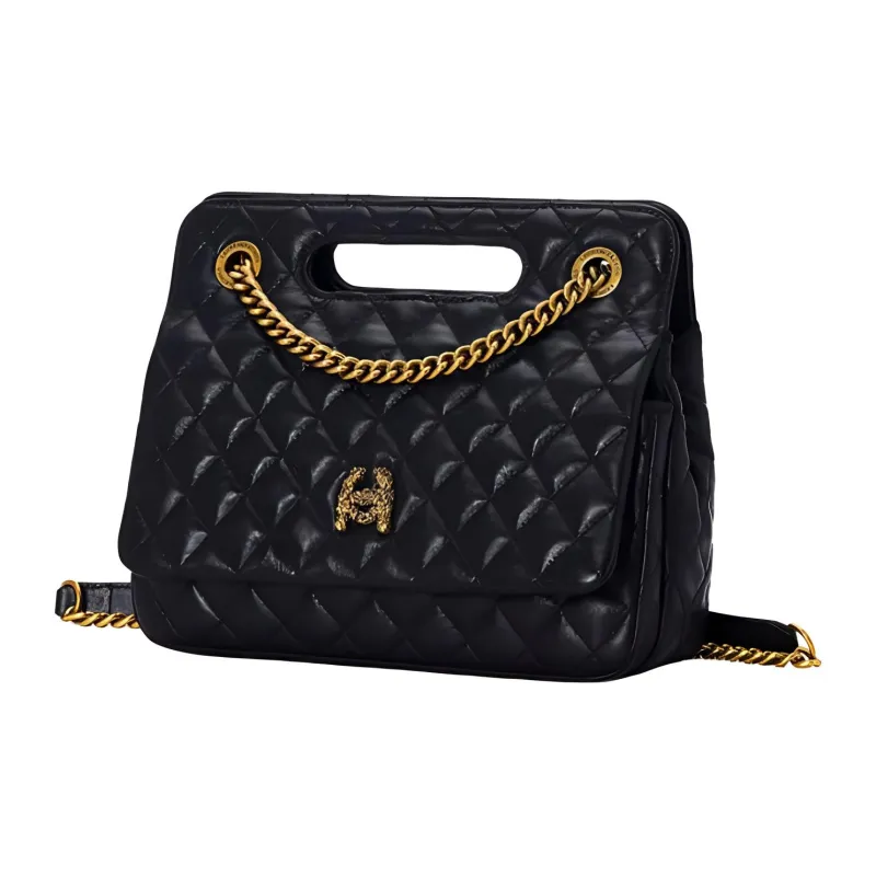Laurence & Chico Top Grain Cow Leather Portable Crossbody Bag Shoulder Bag Medium Size Women's Black-1