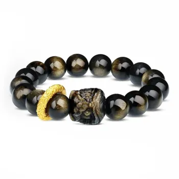 Yagu Natural Obsidian Bracelets Unisex