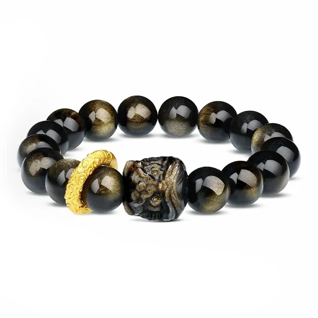 Yagu Natural Obsidian Bracelets Unisex-0