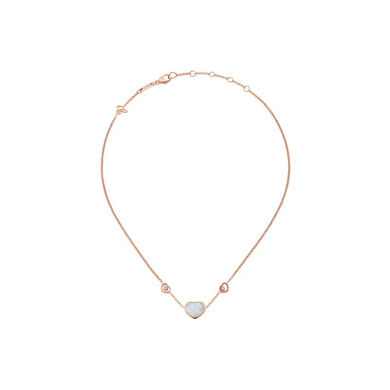 Chopard 18kt Rose Gold Diamond Happy Hearts Neckace-1