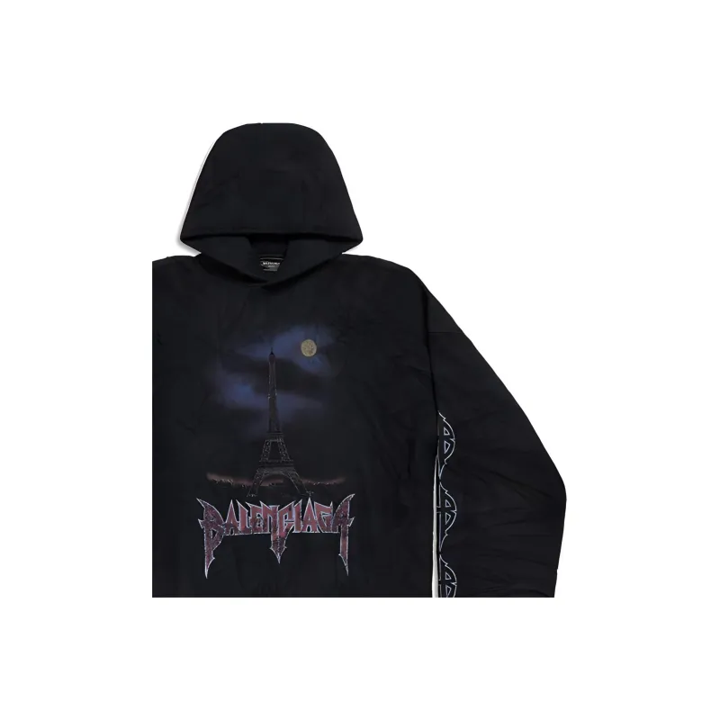 Balenciaga Paris Moon Crinkled Hoodie Large Fit-4