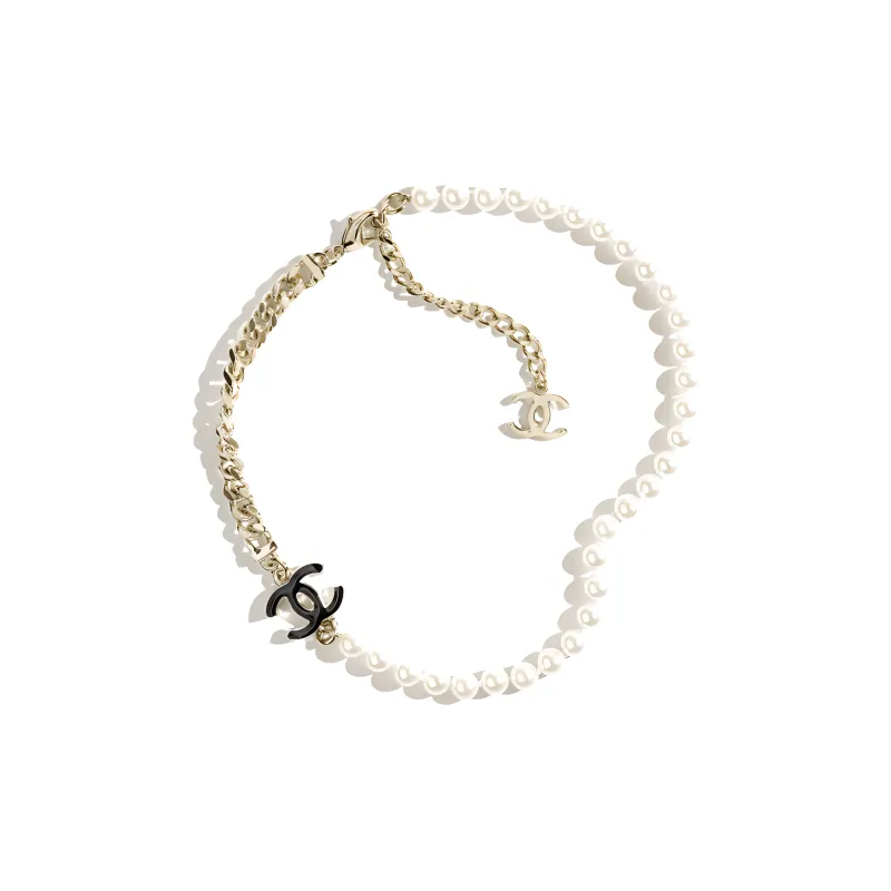 CHANEL Metal, Artificial Pearl Necklaces Women's Ecru-0