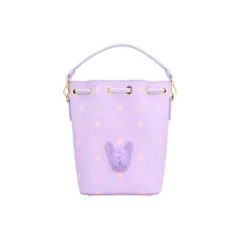 MCM Visetos Leather Bucket Bags Shoulder Bags Handbags Crossbody Bags Mini Women's Purple