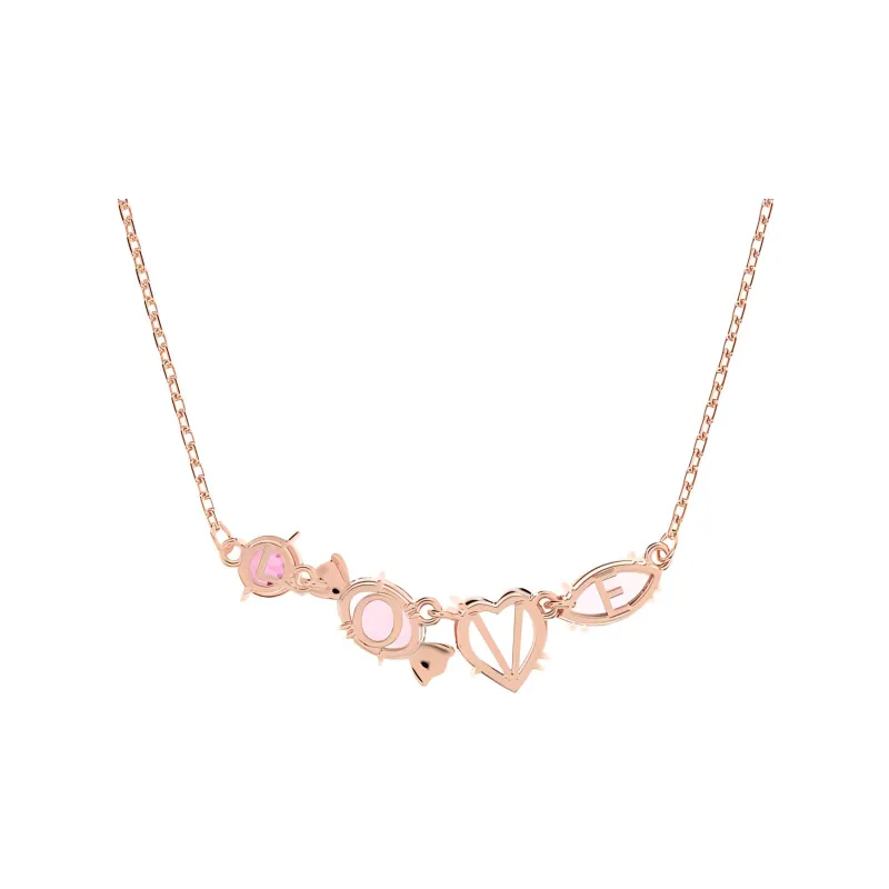 Swarovski Gema 520 Rose Gold Tone Plated Necklaces Women's Pink-3