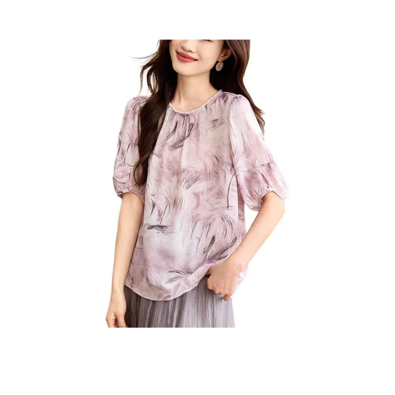 PIERRE CARDIN Puff Sleeve T Shirt Women's Purple-2