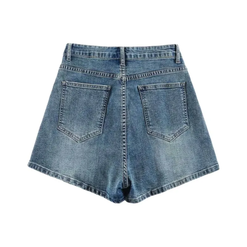 FAWENXIANGZI Denim Shorts Women's Blue-1