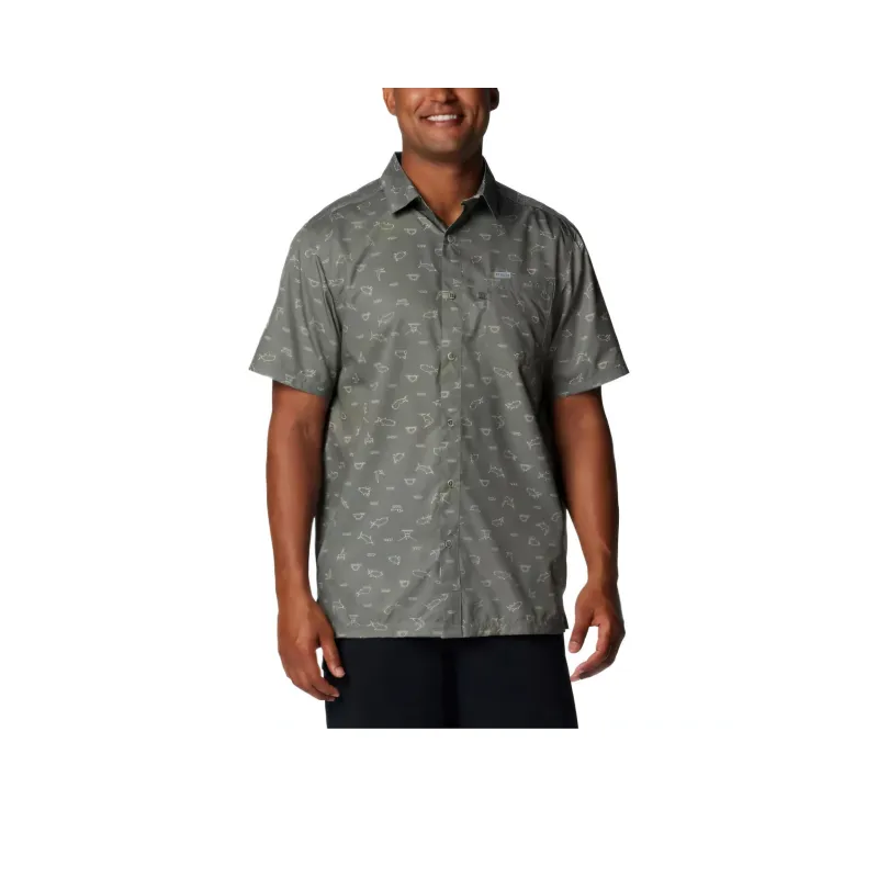 Columbia PFG Super Slack Tide Shirt Men's Plum Tree Dark Green-0