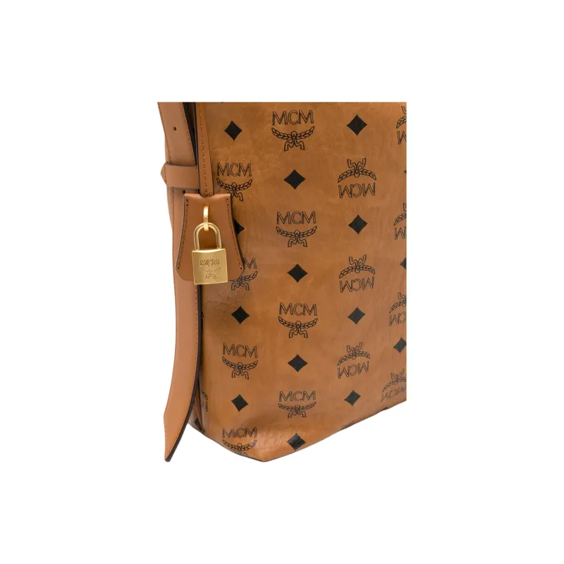 MCM Aren Canvas With Leather Shoulder Bag Large Size Women's-3