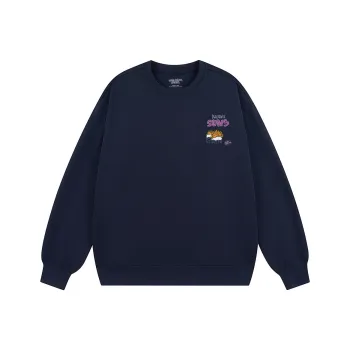AFTER SCHOOL SPECIAL Long Sleeved Straight Fit Crew Neck Sweatshirt Unisex Navy Blue