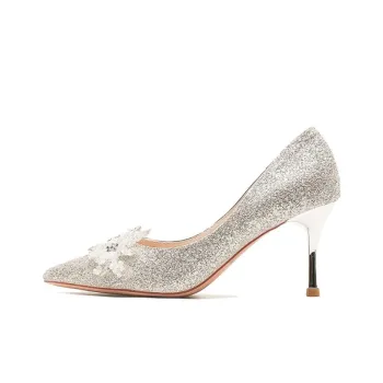 Than Than Me Slim Heel High Heels Women's Water Silver