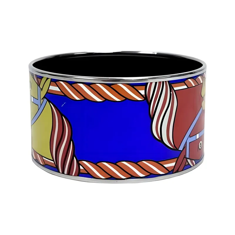 HERMES Enamel Metal Bangles Women's Red-2