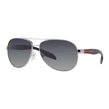 PRADA Plastic Metal Irregular Shape Sunglasses Men's Silver