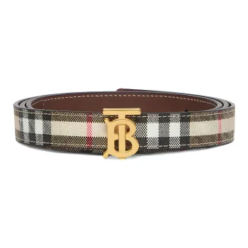 Burberry Stripes Fashion Casual Minimalist Style Smooth Buckle Belt Women's Tan Width  2cm