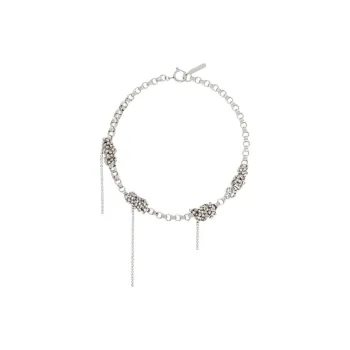 JUSTINE CLENQUET Palladium Plated Brass With Crystal Necklaces Unisex Silver