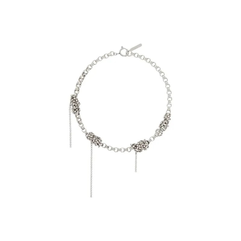 JUSTINE CLENQUET Palladium Plated Brass With Crystal Necklaces Unisex Silver-0