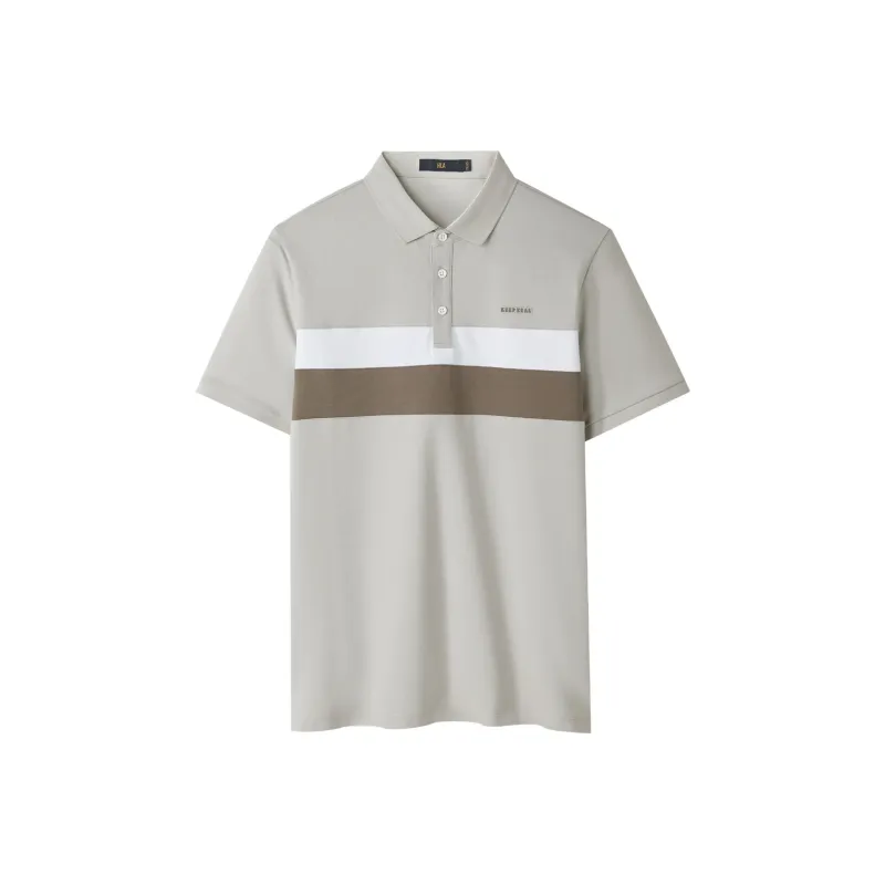 HLA Polo Shirts Men Gray Green Splicing 77-0
