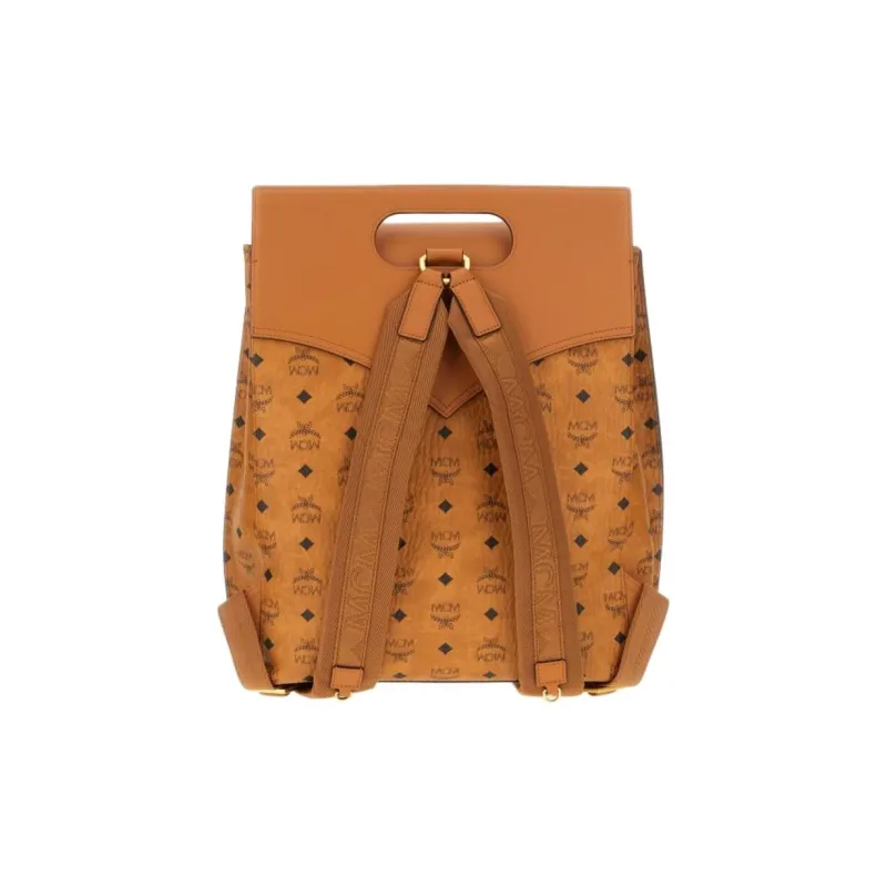 MCM Nappa Leather Backpack Medium Size Men's Cognac-2