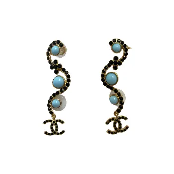 CHANEL Metyedal Earrings Unisex Black