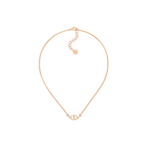DIOR Metal, Crystal Necklaces Women's Rose Gold