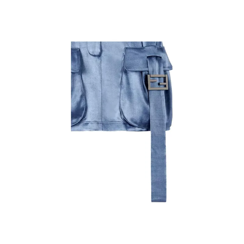 FENDI Buckled Detailed Satin Skirt-4