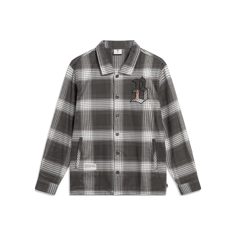 LINING Badfive Shirts Men Obsidian Gray Ecru Ebony Black-0