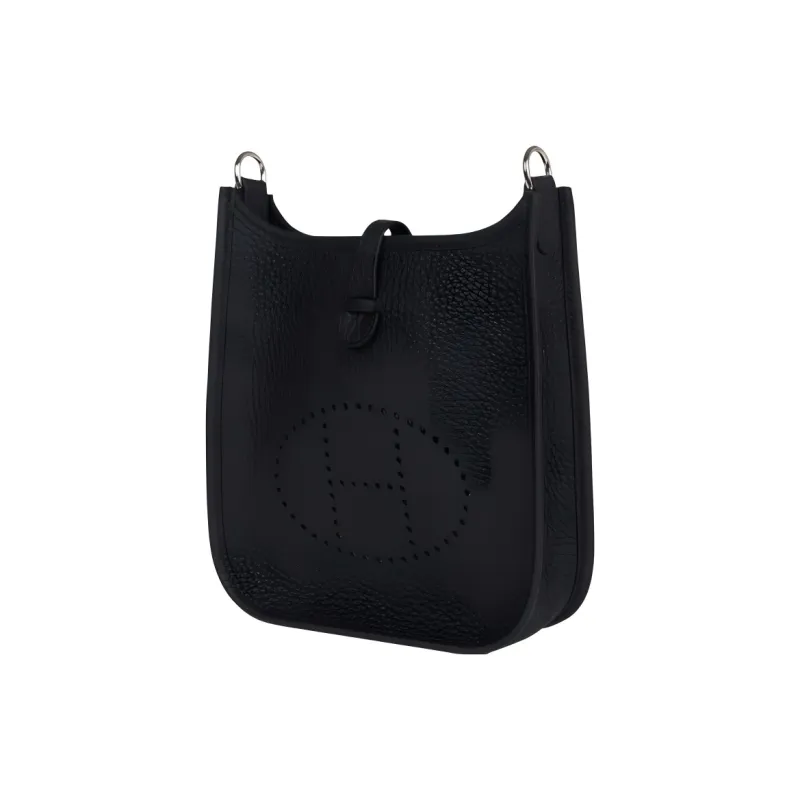 HERMES Evelyne Clemence Bullock Leather Shoulder Bag, Crossbody Bag Mini Women's Slate Gray & Sapphire Blue-2