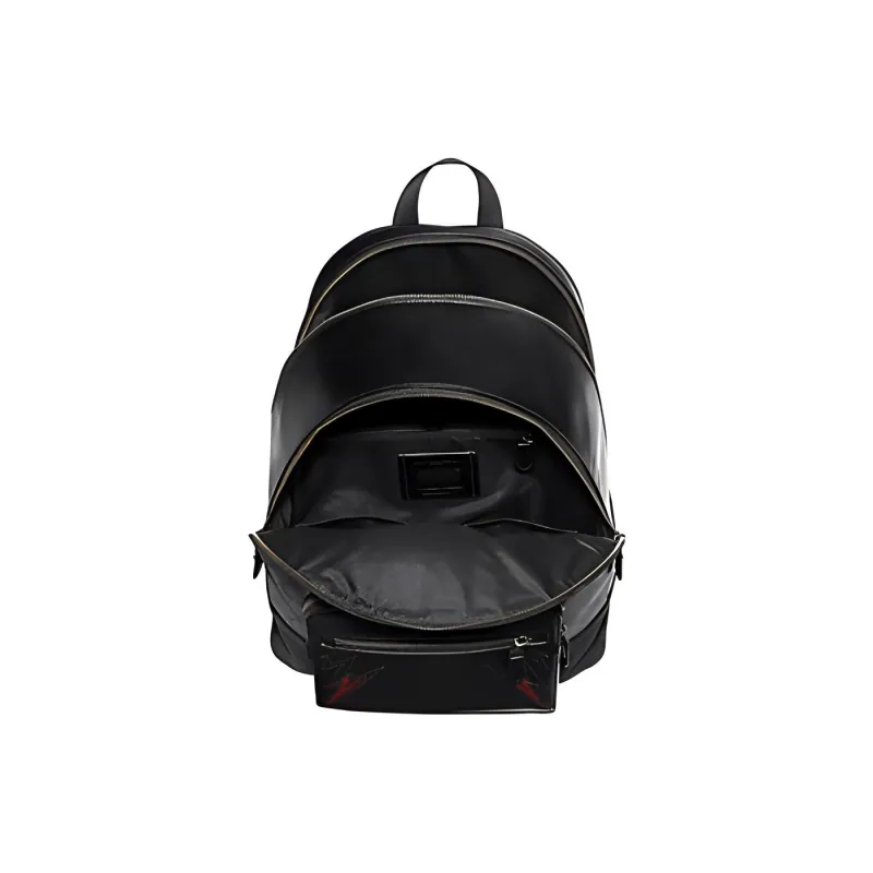 COACH West Monogram Canvas With Leather Suede Leather And Calfskin Backpack Large Size Men's Black Gray-1