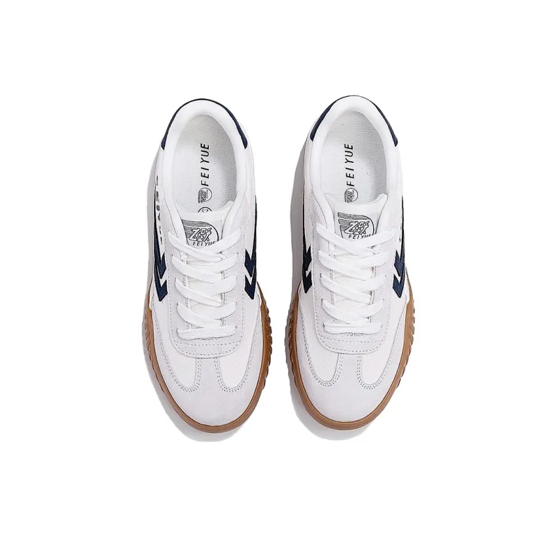 Feiyue Wear resistant And Lightweight Low Top Skateboard Shoes Unisex White Gray Dark Blue-2