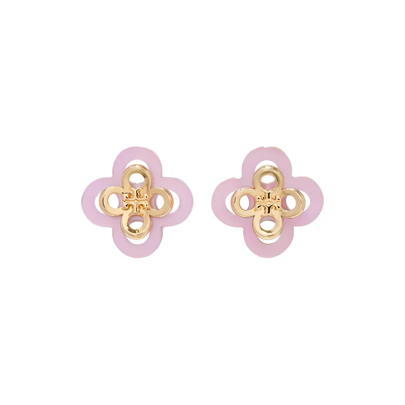 TORY BURCH Brass Stud Earrings Women's Gold/Light Pink-1