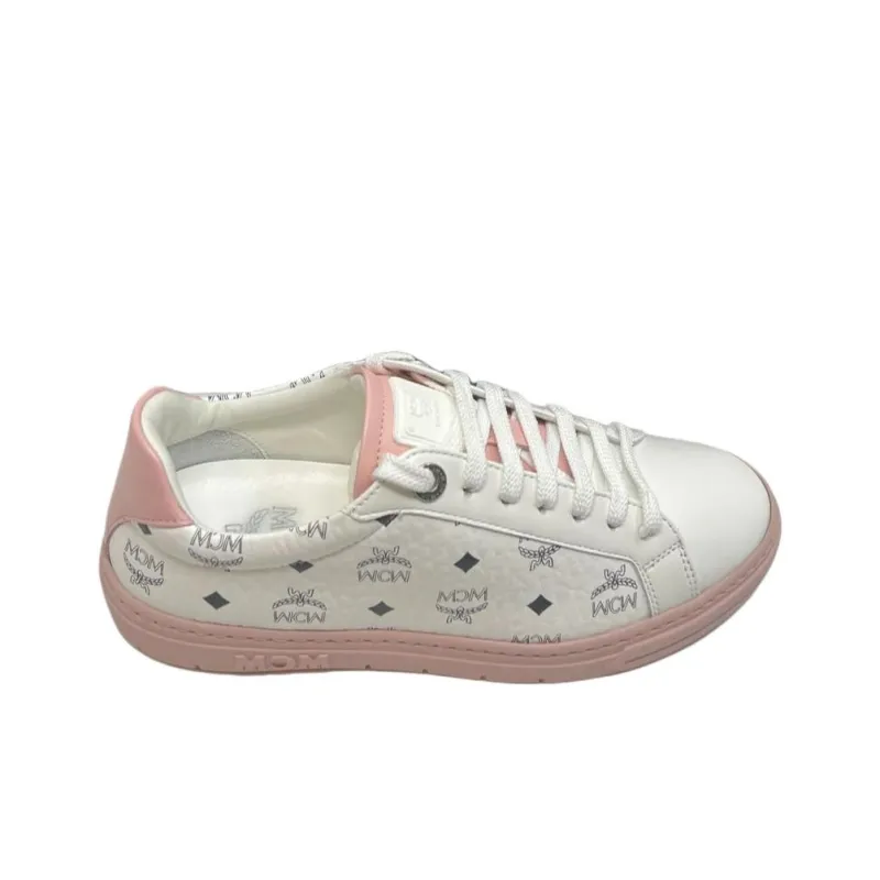 MCM Skateboard Shoes Women's Low Top White Pink-2