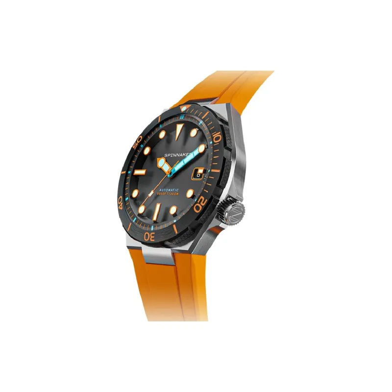 SPINNAKER BOETTGER Collection Wrist Watch Automatic Mechanical Movement Rubber Strap 42mm Black Dial Men's Watches-2