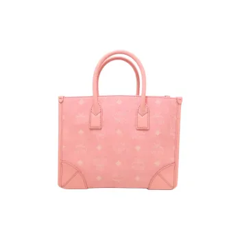 MCM Visetos Leather Trim Coated Canvas Crossbody Bags Handbags Small Size Women's Pink