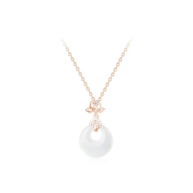 Love Link Chalcedony Jade Necklaces Women's-3