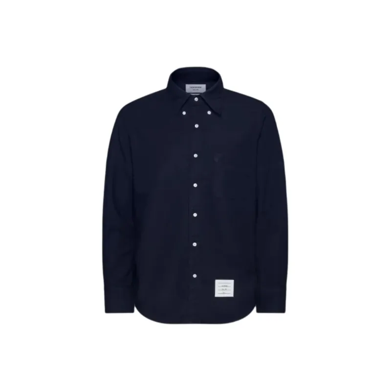 THOM BROWNE Logo tag Cotton Shirt-0