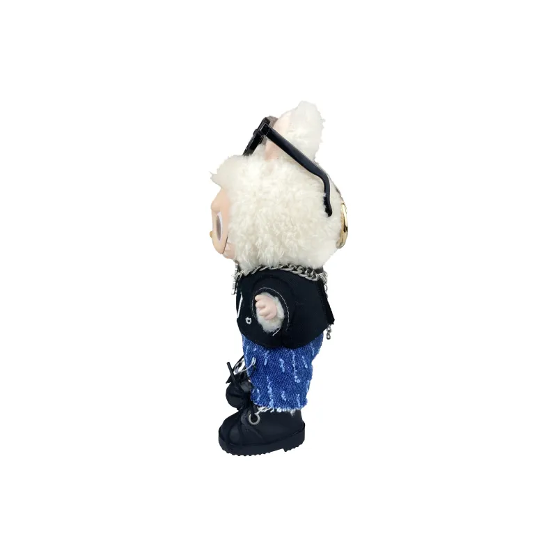 [Modified Doll] POP MART Labubu THE MONSTERS Heartbeat Macaron Collection Black Butterfly, Cute Hang Tag Box 17cm-1