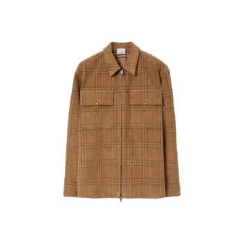 Burberry Checked Zip Up Corduroy Overshirt