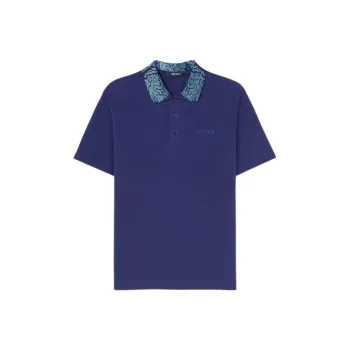 VERSACE Crystal Barocco Polo Shirt Polo Shirt Men's Blue