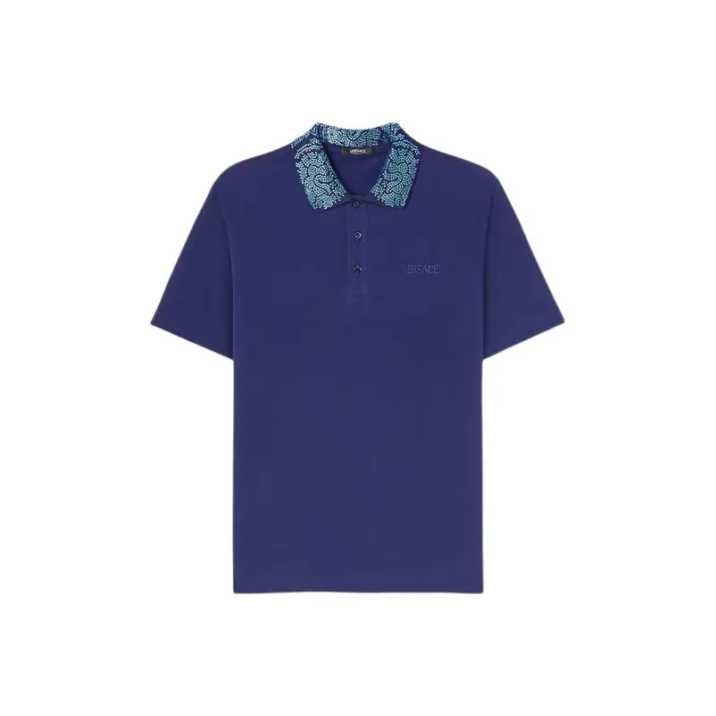 VERSACE Crystal Barocco Polo Shirt Polo Shirt Men's Blue-0