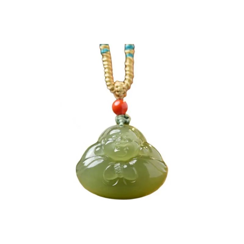 Cuizu Niche Premium Pendant, Zodiac Buddha Green Jade Unisex-4