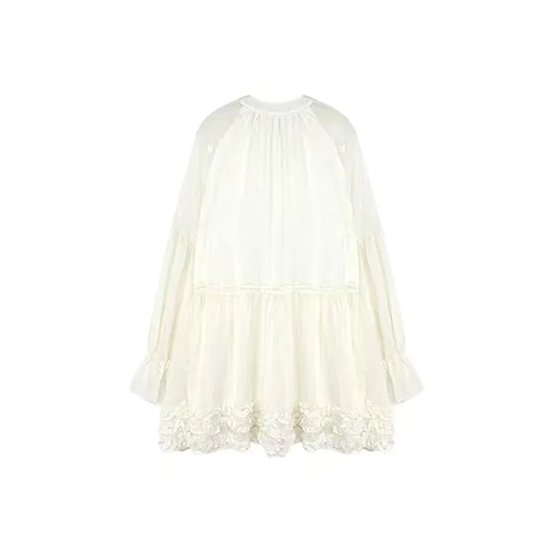 AFGGD Long Sleeved Dress Women's White-1