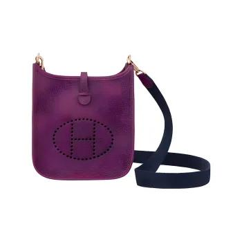 HERMES Evelyne Cow Leather Backpack, Gold Tone Lock Crossbody Bag, Shoulder Bag Mini Women's