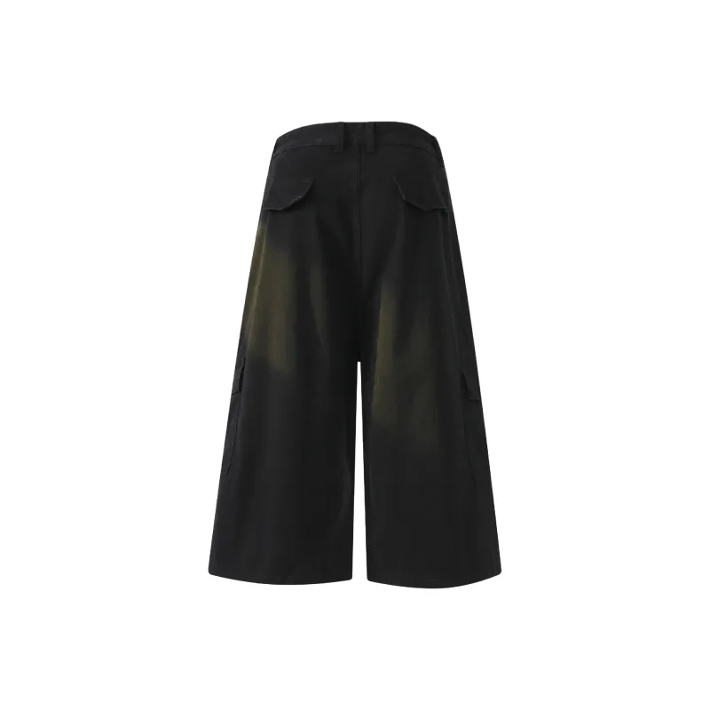 HOKLV Denim Shorts Unisex Burgundy-22