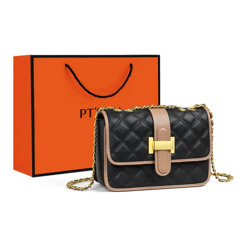 PT'SON Cow Leather Small Square Bag, Underarm Crossbody Bag, Shoulder Bag Regular Women's Ecru/Black-8