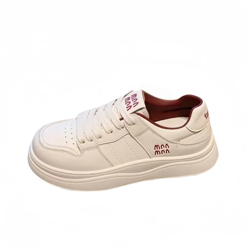 Luji Skateboard Shoes Women's Low Top White Red-2
