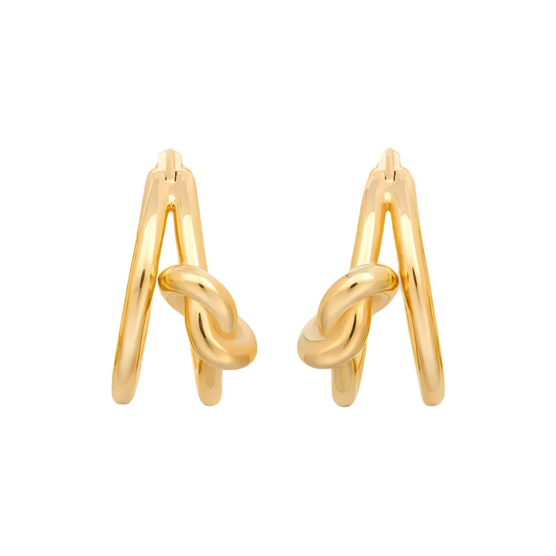 CELINE Knot Double Hoops In Brass With Gold Finish-0