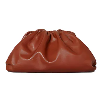 Bottega Veneta Cow Leather Clutch Regular Women's Rusty Red